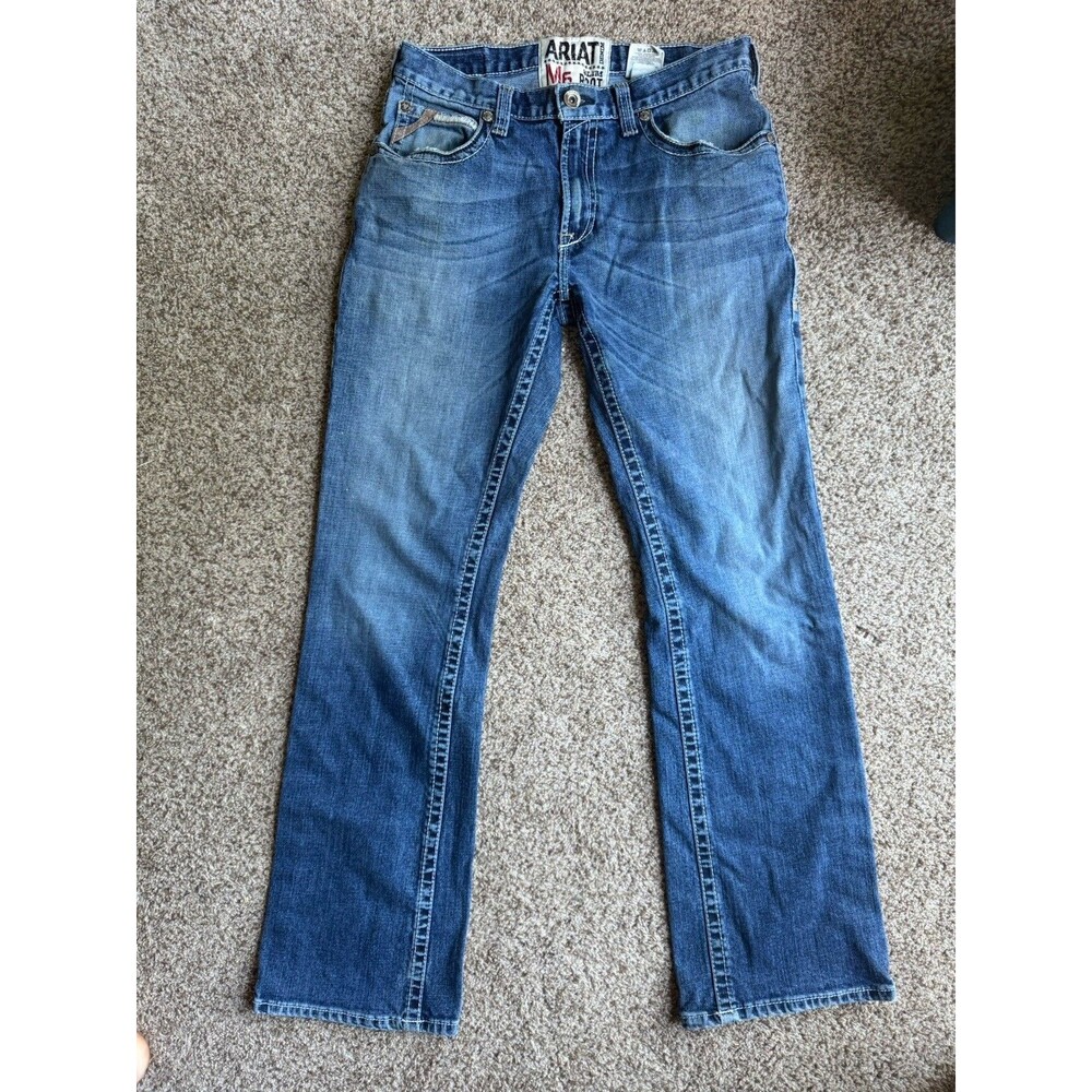 Ariat M5 Mens 33x36 Straight Leg Boot Cut Jeans Medium Wash Western Denim - Picture 2 of 12